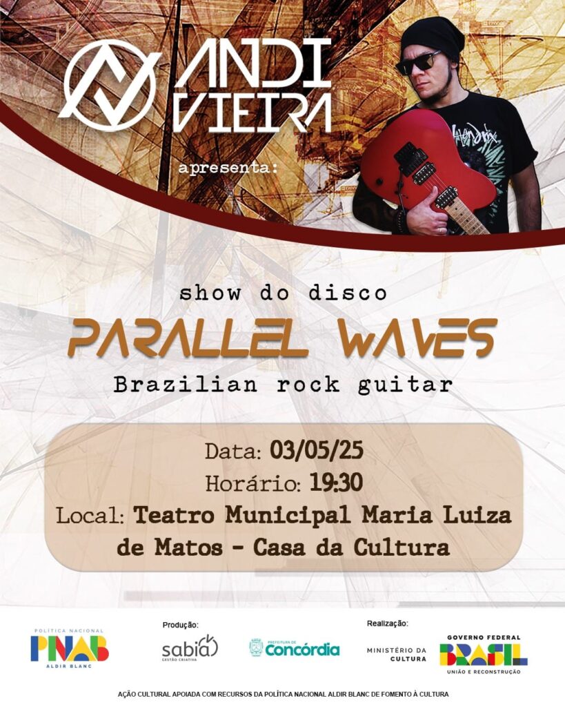 Guitarra em Cena: Andi Vieira apresenta show instrumental gratuito em Concórdia
