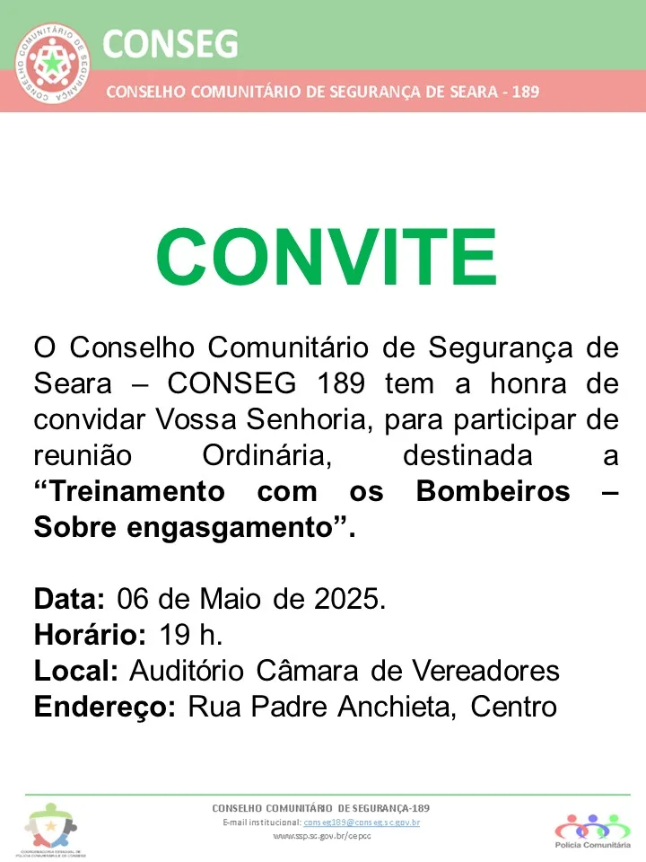 Conseg de Seara promove treinamento com os bombeiros sobre engasgamento