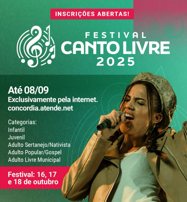 Festival Canto Livre 2025: inscrições até 8 de setembro