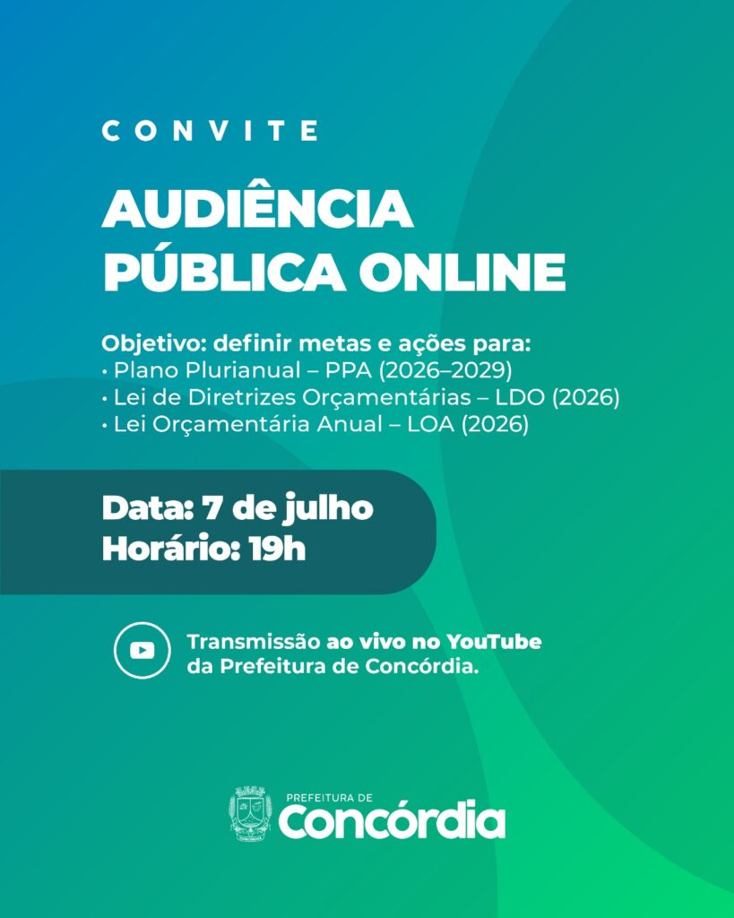 Concórdia realiza audiência pública online para discutir planejamento e orçamento