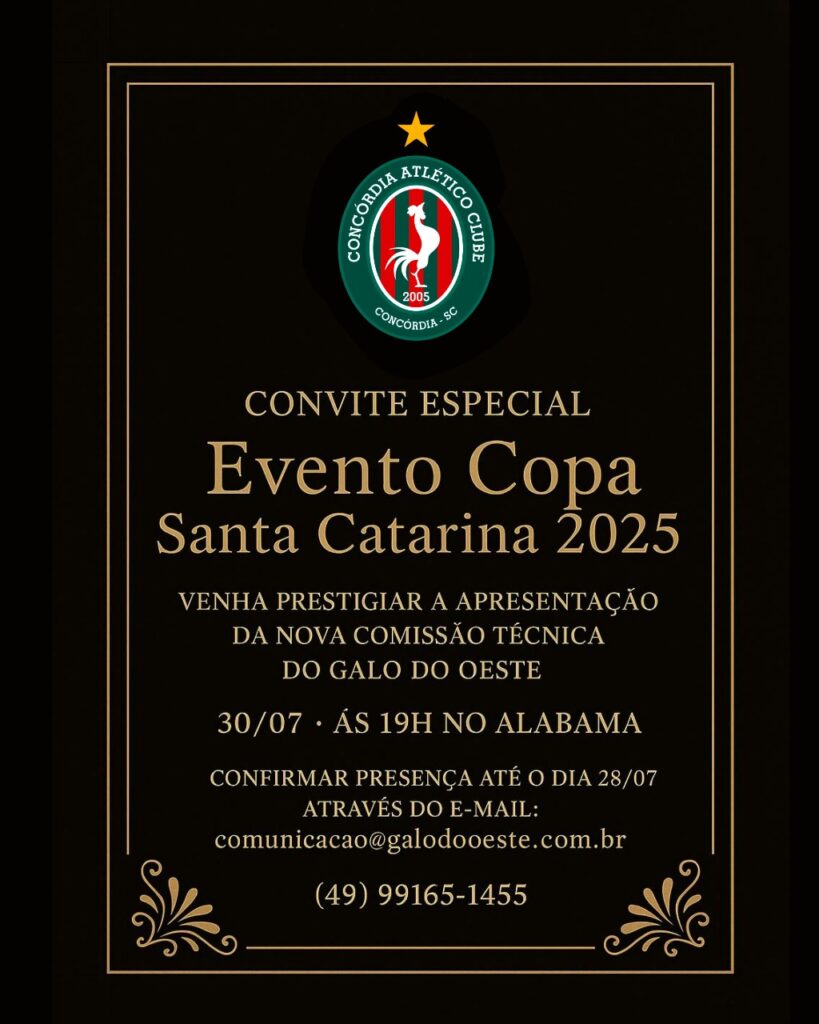 Concórdia Atlético Clube apresenta nova comissão técnica em evento oficial da Copa Santa Catarina 2025