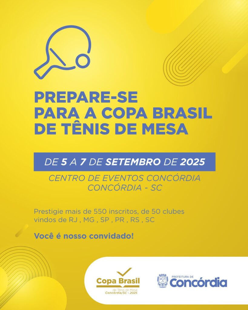 Concórdia recebe Copa Brasil de Tênis de Mesa com mais de 550 atletas