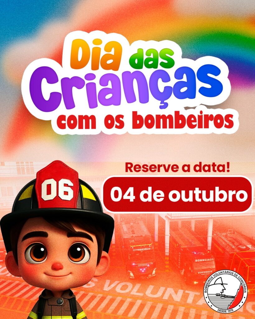 Dia das Crianças com os Bombeiros acontece em 4 de outubro em Concórdia