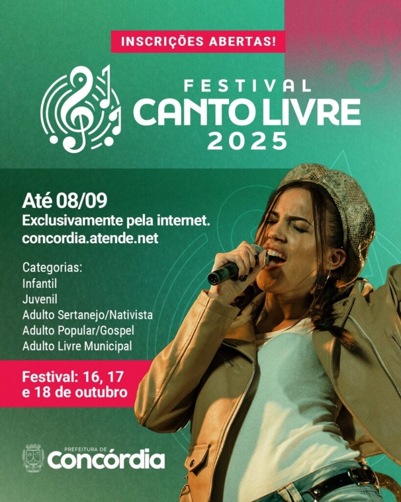 Último dia para se inscrever no Festival Canto Livre