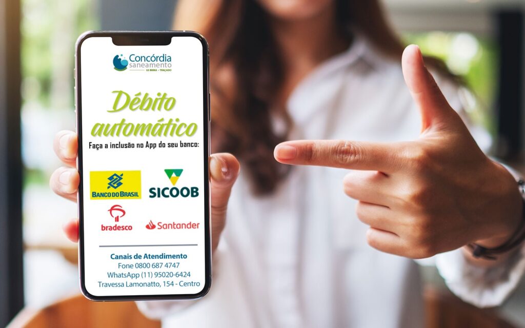 Concórdia Saneamento oferece débito automático de faturas em quatro bancos