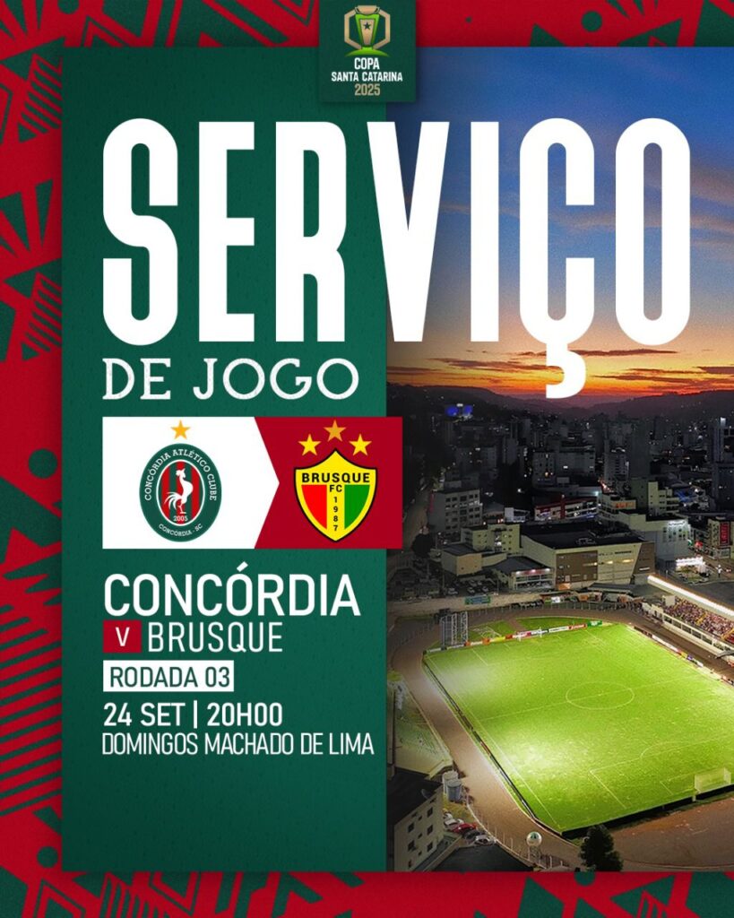 Concórdia enfrenta Brusque pela Copa SC com ingressos promocionais até dia 23