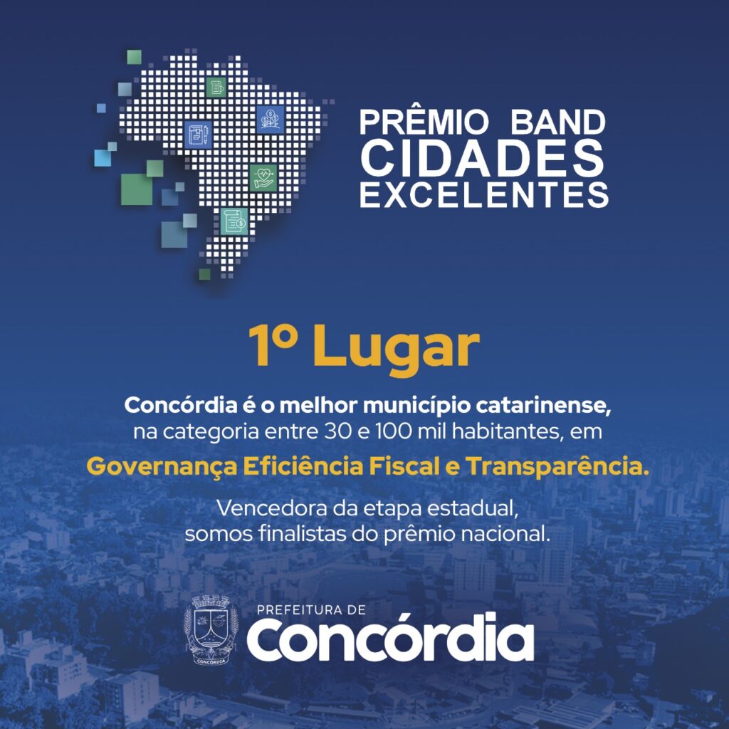Concórdia campeã do Prêmio Band Cidades Excelentes