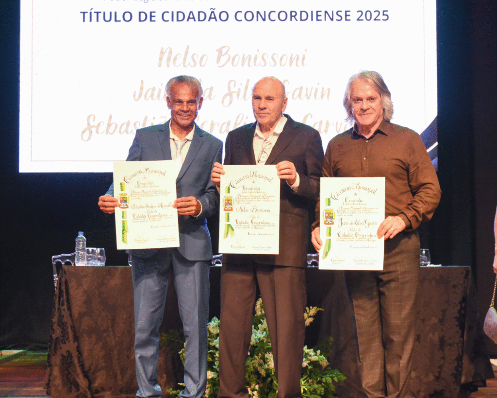 Três personalidades recebem o Título de Cidadão Concordiense 2025