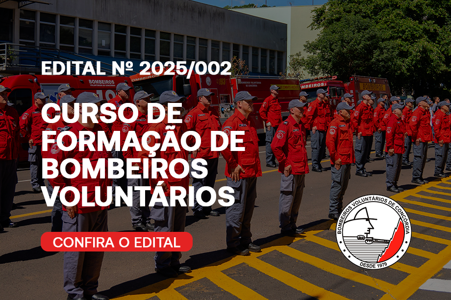 Bombeiros Voluntários de Concórdia divulgam edital do Curso de Formação 2026/2027; inscrições abrem em janeiro