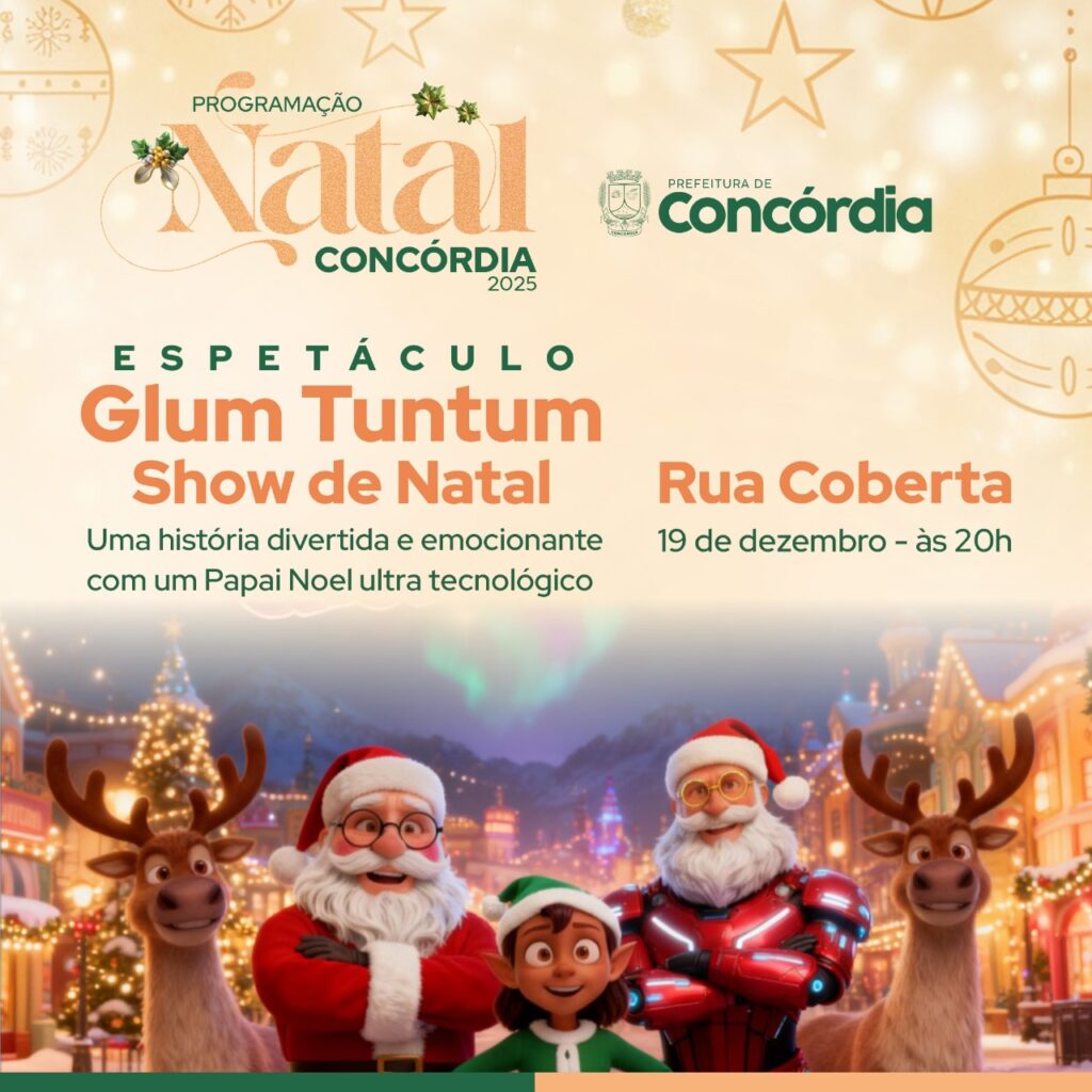 Show “Glum Tuntum” e “Circo Sem Lona” são as atrações do Natal Concórdia 2025