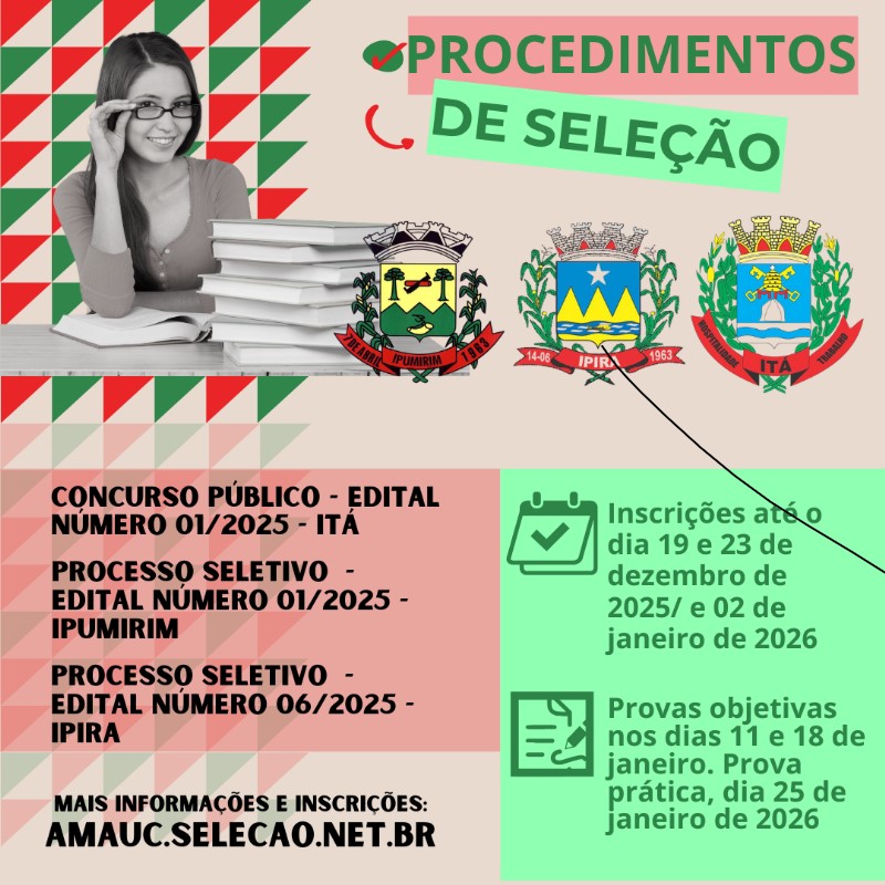 AMAUC coordena três processos seletivos na região com inscrições abertas