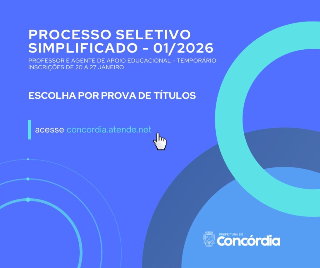 Educação de Concórdia abre processo seletivo para professores e agentes de apoio