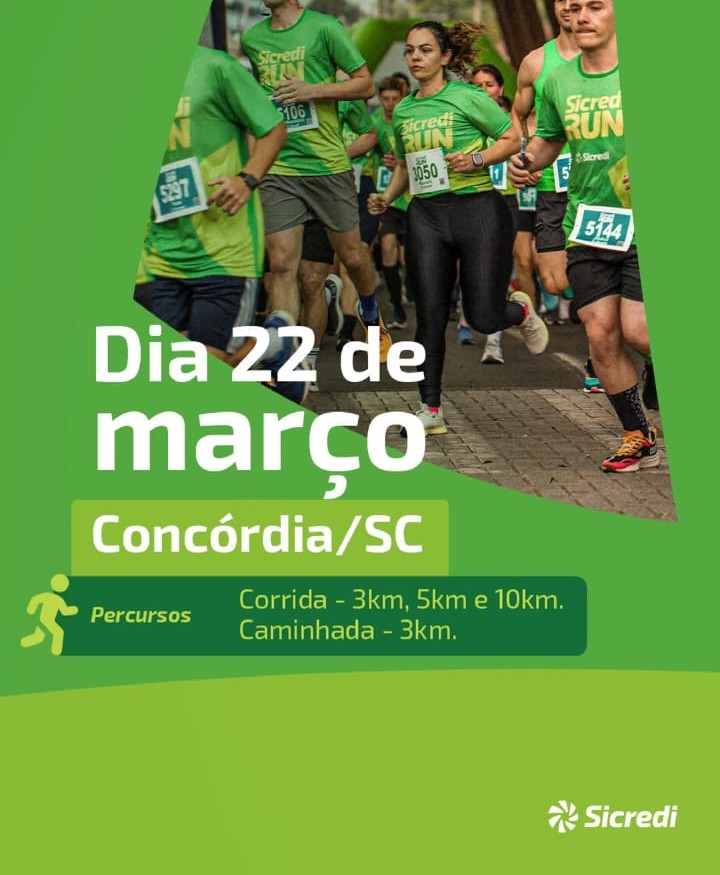 Inscrições abertas para a Sicredi Run em Concórdia com percursos de até 10km