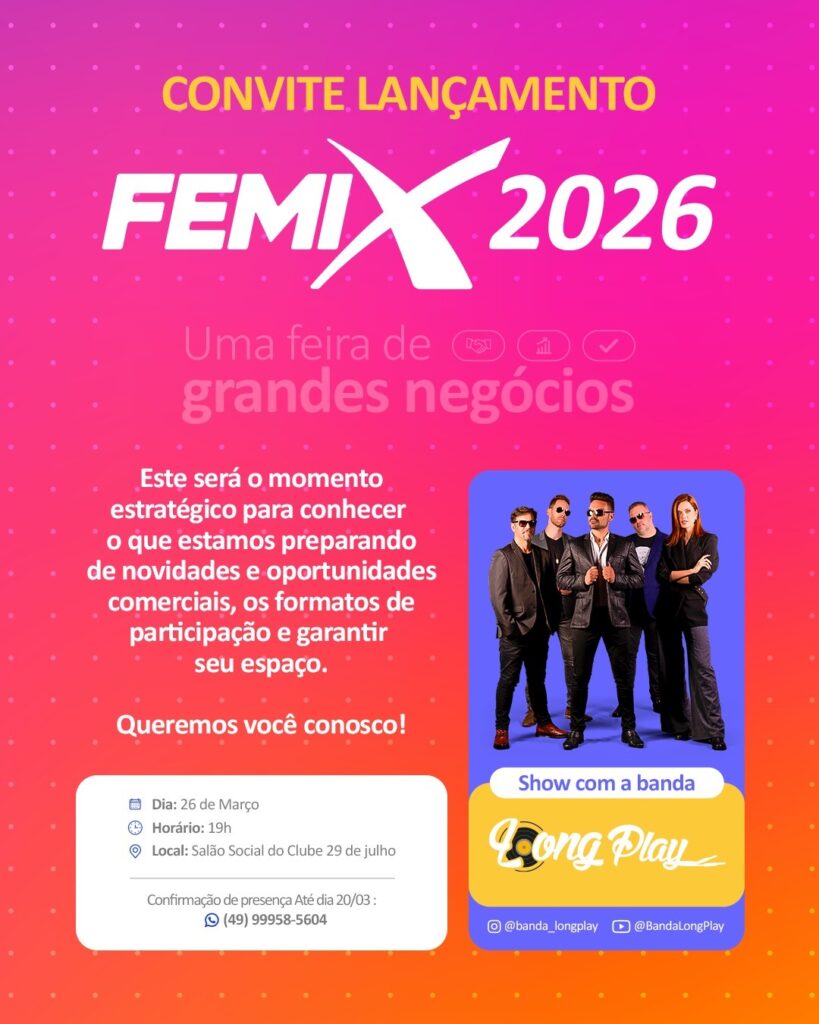 CDL Concórdia lança oficialmente a FEMIX 2026 em evento no Clube 29 de Julho