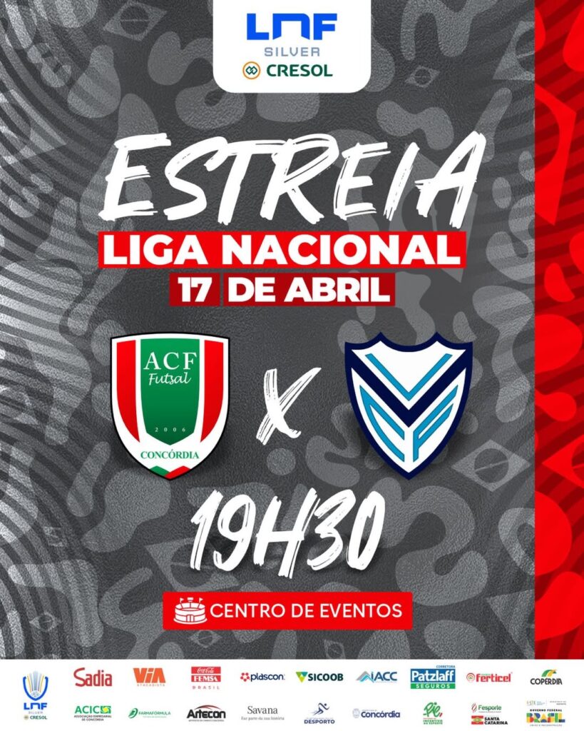 Associação Concordiense de Futsal joga em casa pela Liga Nacional Silver nesta sexta (17)