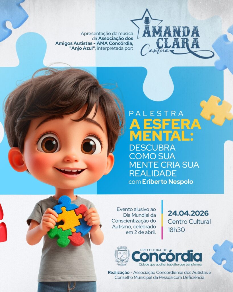 Palestra de conscientização sobre o autismo acontece no próximo dia 24