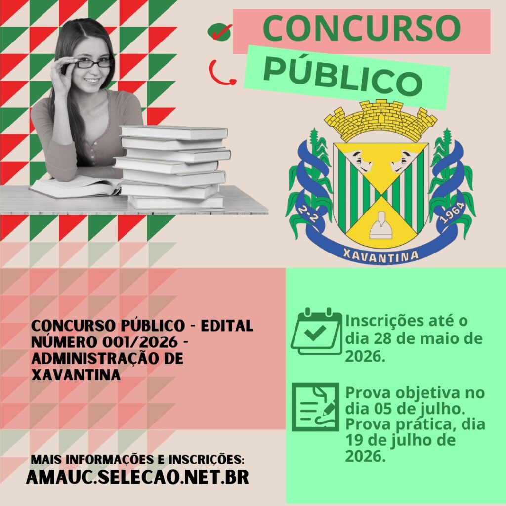 Concurso Público da Prefeitura de Xavantina abre inscrições para 15 vagas imediatas e cadastro reserva