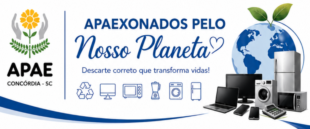 APAE de Concórdia lança campanha de recolhimento de lixo eletrônico para reverter fundos a projetos sociais