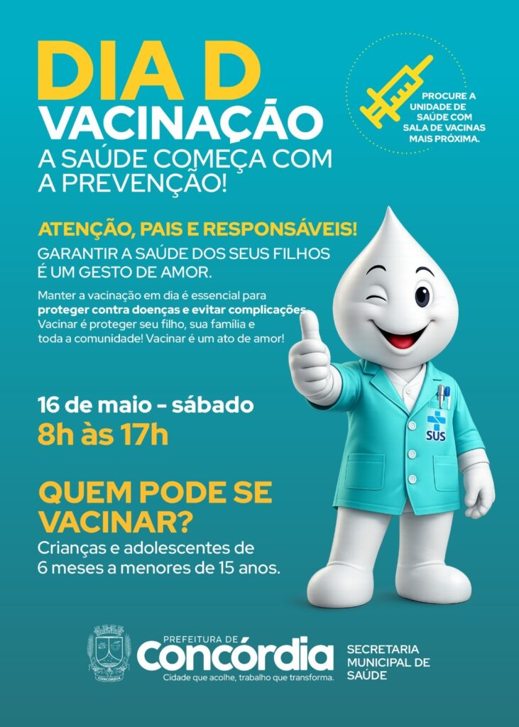 Dia D de vacinação, para atualização de doses em crianças e adolescentes, acontece neste sábado, (16)