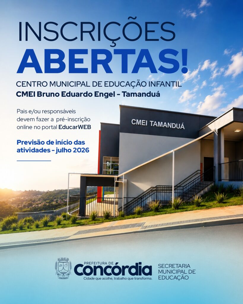 Abertas as inscrições para o CMEI Bruno Eduardo Engel do distrito de Tamanduá
