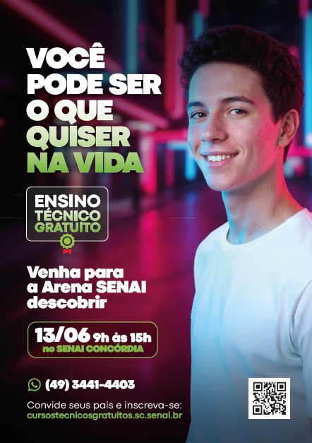 Arena SENAI apresenta cursos técnicos gratuitos em Concórdia