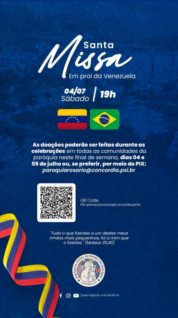 Paróquia Nossa Senhora do Rosário promove Santa Missa e campanha solidária em prol das vítimas do terremoto na Venezuela