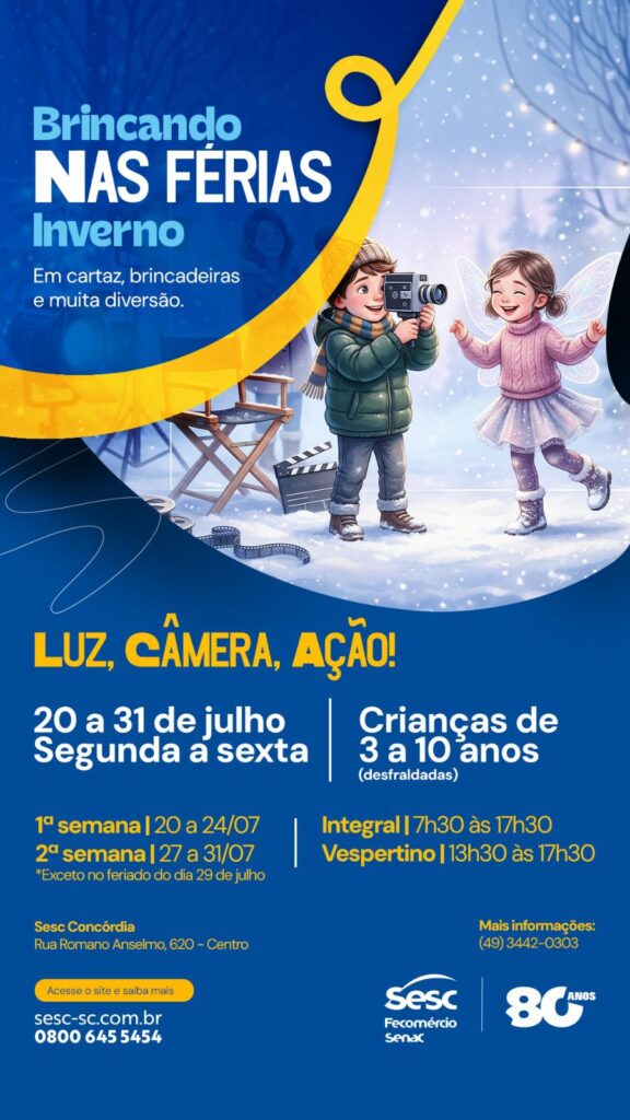 Brincando nas Férias do Sesc Concórdia terá novidade com período integral