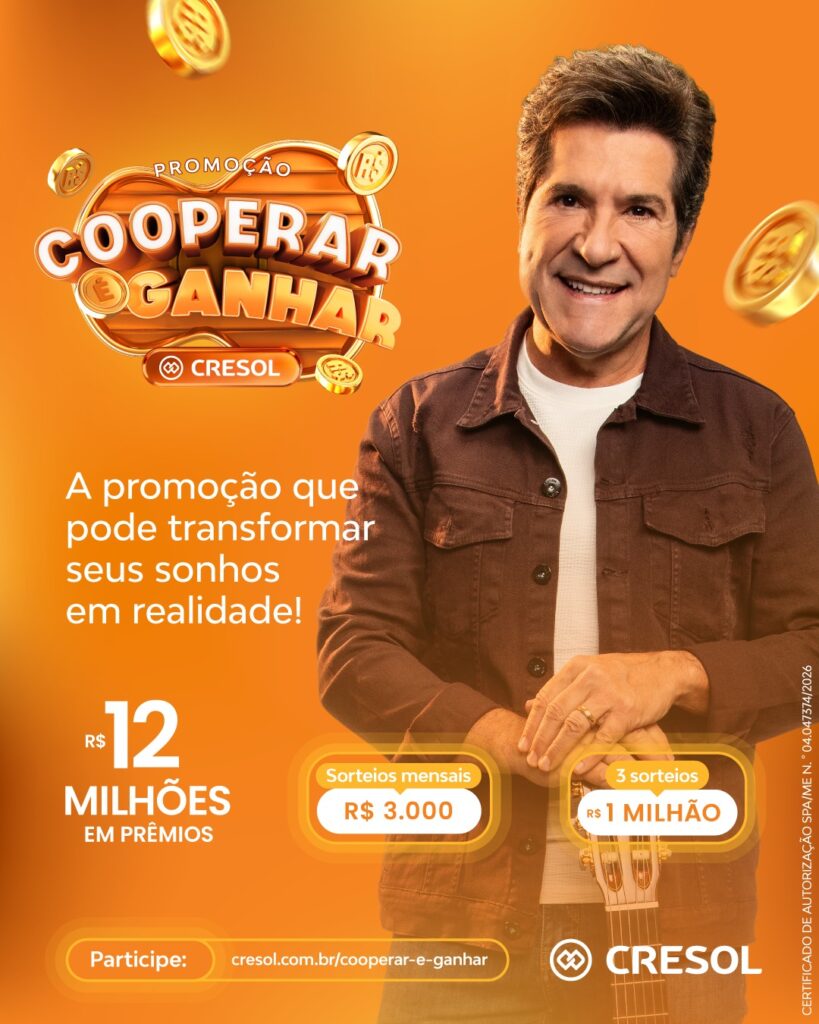 “Cooperar é Ganhar”, da Cresol, vai sortear R$ 2,6 milhões em setembro