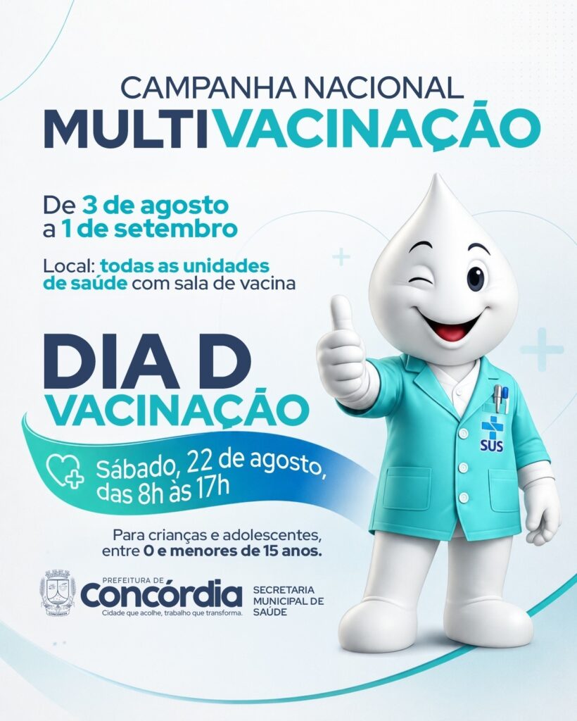 Concórdia terá Dia D da Vacinação neste sábado, 22 de agosto