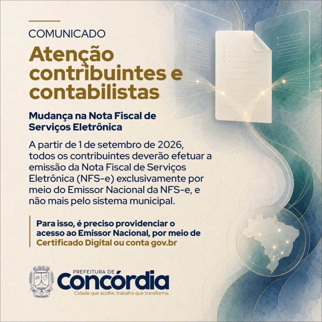 Mudança na emissão da Nota Fiscal de Serviços Eletrônica a partir de Setembro