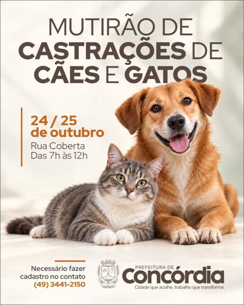 Mutirão de castrações de cães e gatos neste fim de semana na Rua Coberta